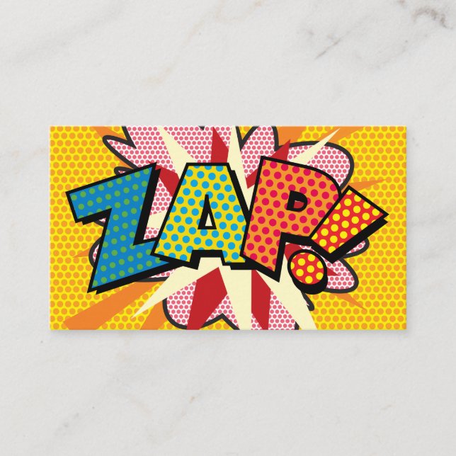 ZAP Fun Retro Comic Book Business Card (Front)