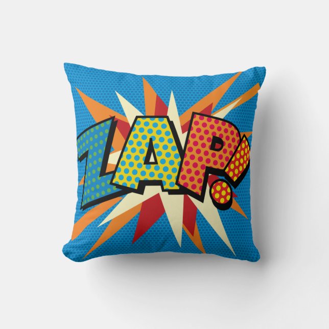 ZAP POW Fun Retro Comic Book Pop Art Cushion (Front)