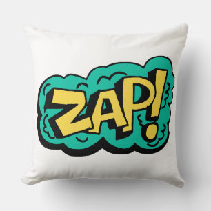 ZAP speech bubble word, hand drawn illustration Cushion