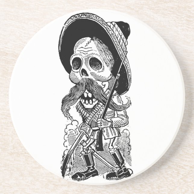 Zapatista  Calavera. c. early 1900's. Mexico. Coaster (Front)