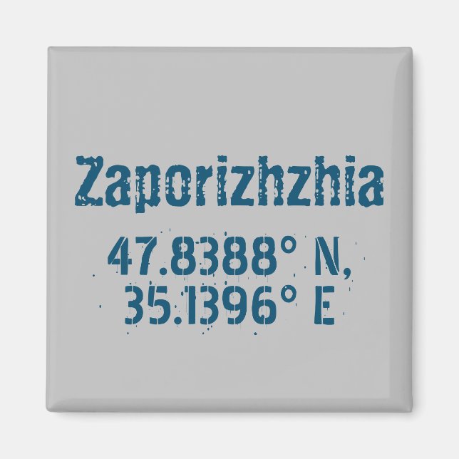 Zaporizhzhia Latitude & Longitude Distressed  Magnet (Front)