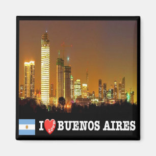 zAR039 BUENOS AIRES I Love, By Night, Fridge Magnet