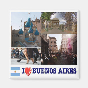 zAR040 BUENOS AIRES I Love, Mosaic, Fridge Magnet