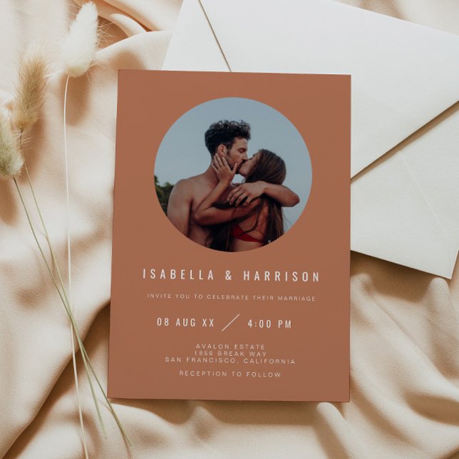 ZARA Burnt Orange Photo QR Code Wedding Invitation (Creator Uploaded)