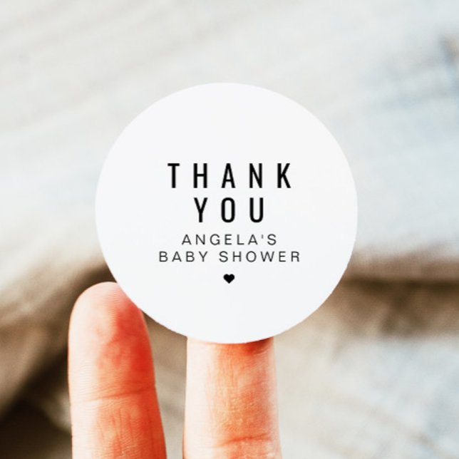 ZARA Simple Modern Minimalist Baby Shower Favour Classic Round Sticker (Creator Uploaded)