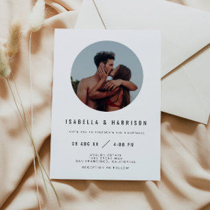 ZARA Simple Modern Minimalist Round Photo Wedding Invitation