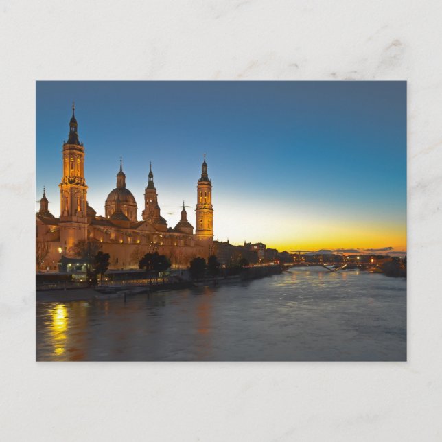 Zaragoza Basilica Sunset Postcard (Front)