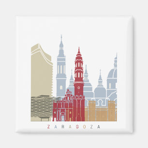 Zaragoza skyline poster magnet