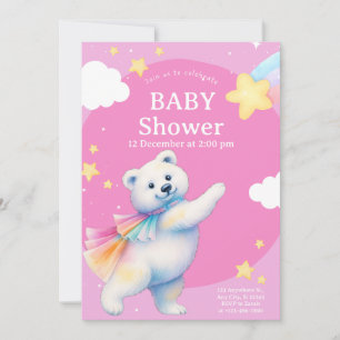 Zarah the Dancing Polar Bear Baby Shower Invitation