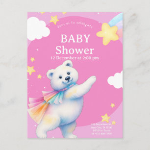 Zarah the Dancing Polar Bear Baby Shower Invitation Postcard