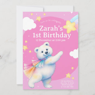 Zarah the Dancing Polar Bear Birthday Invitations