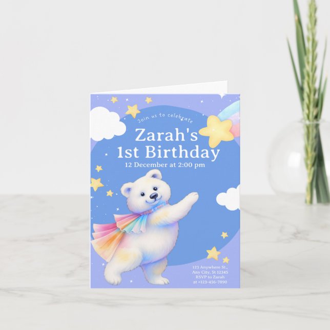 Zarah the Dancing Polar Bear Invitation (Front)