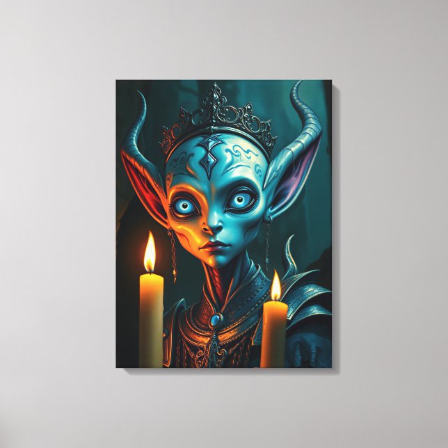 Zarathos the Flame-Ritualist - Dark Fantasy Elven  Canvas Print (Front)