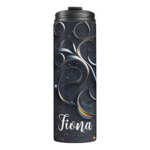 Zarte Ornamente in blau Thermal Tumbler