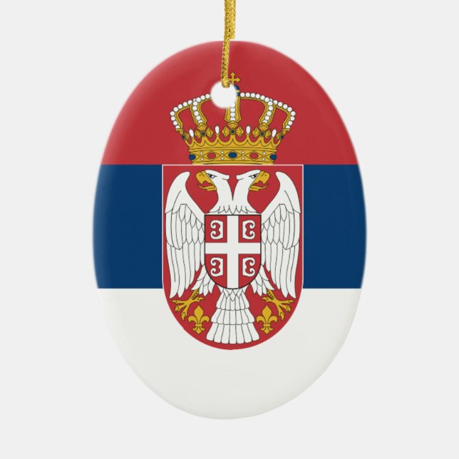 Zastava Srbije, Serbian flag Ceramic Tree Decoration (Front)