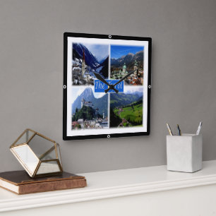 zAT007 THE AUSTRIAN TYROL, Austria, Square Wall Clock