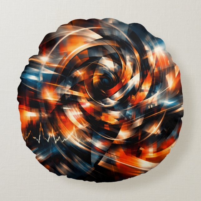 Zazzeled — Abstract Vision of Motion & Mind Round Cushion (Front)