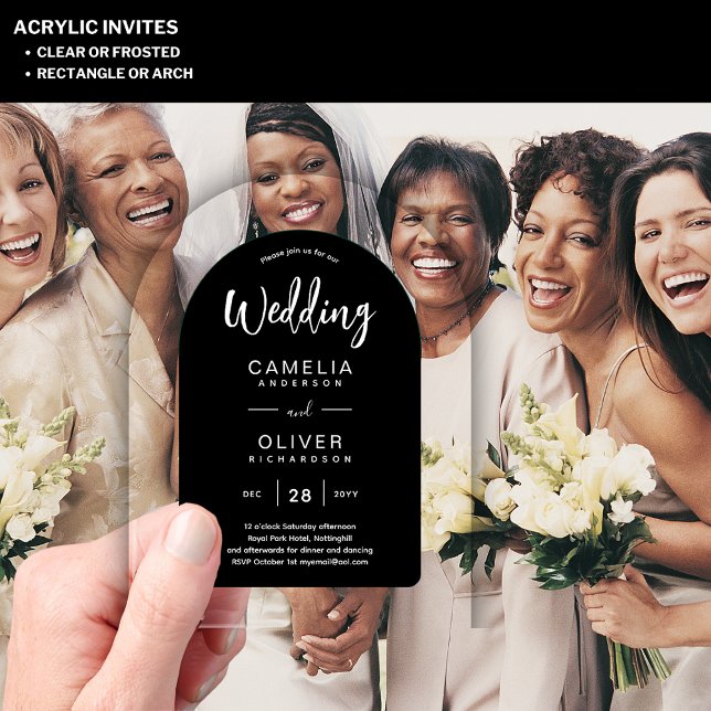 Zazzle Acrylic Wedding Invites Black White Bold  Acrylic Invitations (Creator Uploaded)