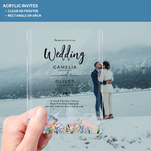 Zazzle Acrylic Wedding Invites Mountains Winter  Invitations