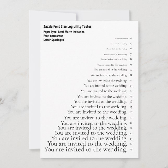 Zazzle Cormorant Font Size Legibility Chequered Invitation (Front)
