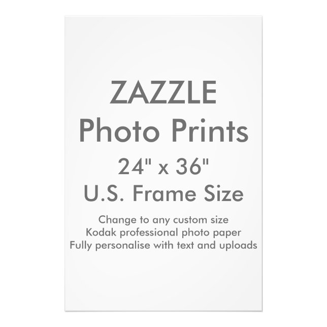 Zazzle Custom 24" x 36" Photo Print  US Frame Size (Front)