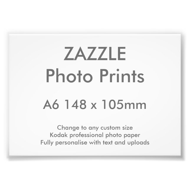 Zazzle Custom A6 14.8 x 10.5 cm Photo Print (Front)