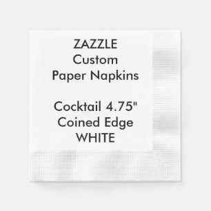 Zazzle Custom WHITE Coined Cocktail Paper Napkins