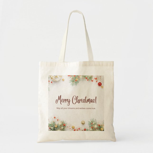 Zazzle Merry Christmas Tote Bag (Front)