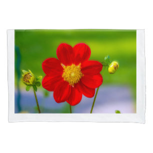 Zazzle Title Red Flower Macro Photography, Vibr Pillowcase