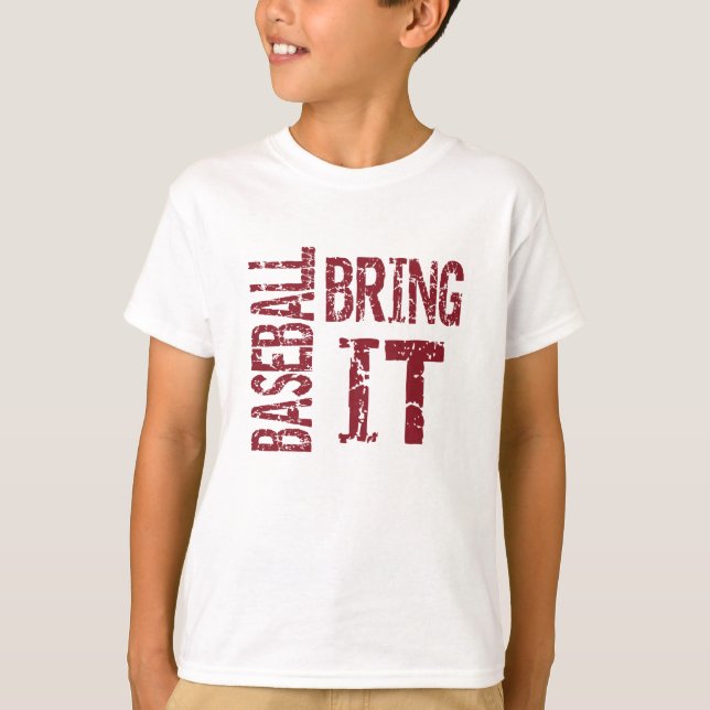 Zazzle Unisex Kids Baseball Bring It Tee (red) (Front)