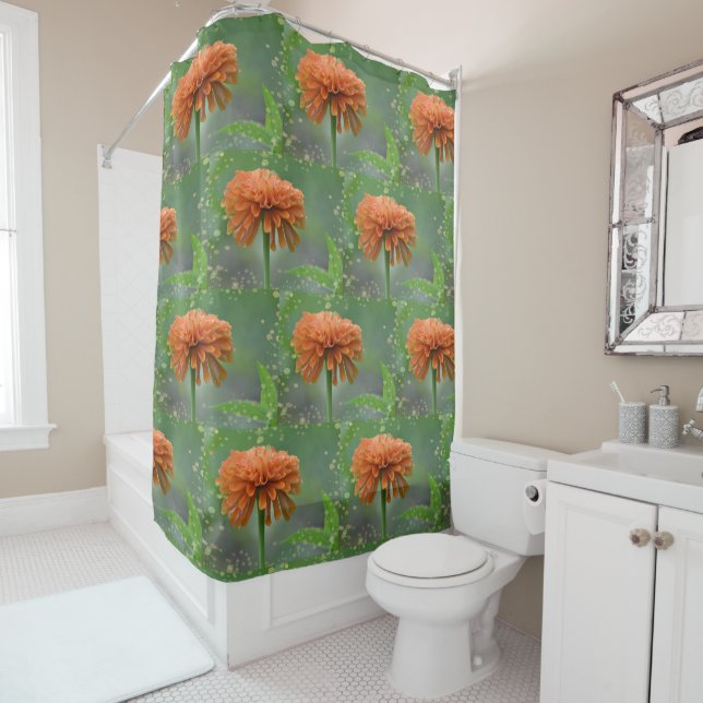 Zazzled Zinnia Shower Curtain (In Situ)