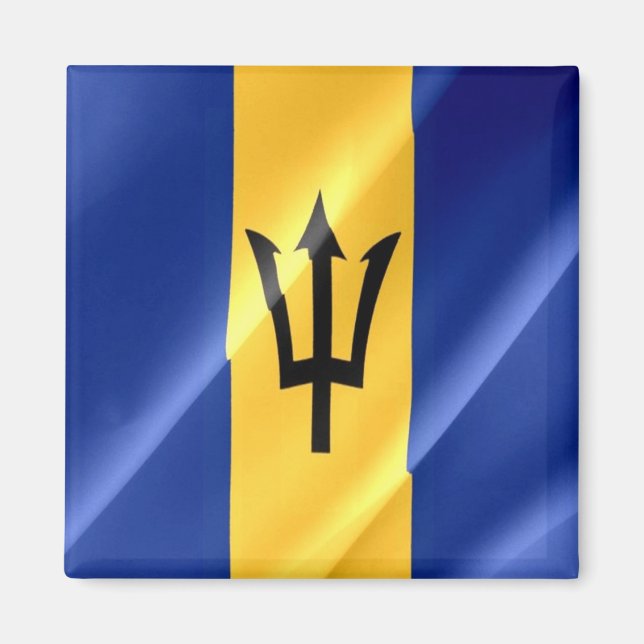 zBB002 BARBADOS, Waving Flag, America, Fridge Magnet (Front)