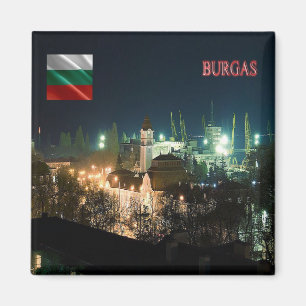 zBG007 BURGAS by Night Bulgaria Fridge Magnet