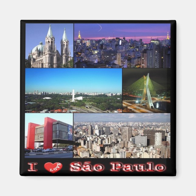 zBR011 SAO PAULO I Love, Mosaic, Fridge Magnet (Front)