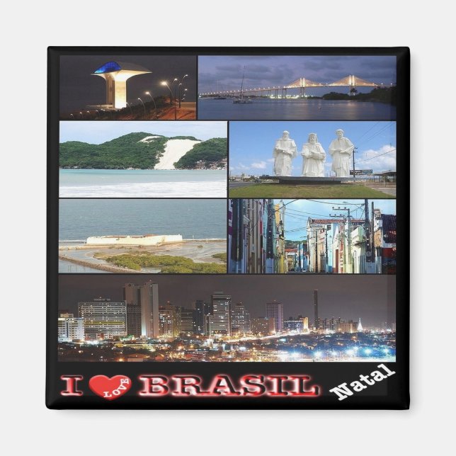 zBR030 BRAZIL I Love, Natal, Mosaic, Fridge Magnet (Front)