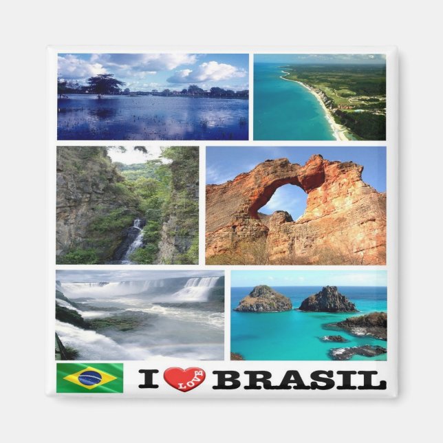 zBR032 BRAZIL I Love, Mosaic, America, Fridge Magnet (Front)