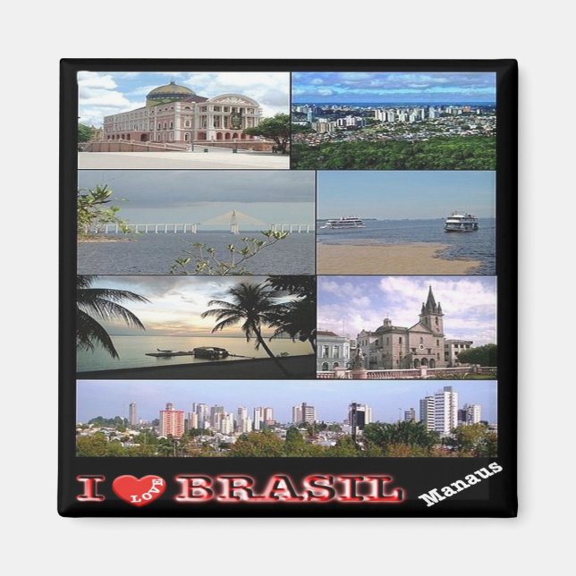 zBR033 BRZIL I Love, Mosaic, Manaus, Fridge Magnet (Front)