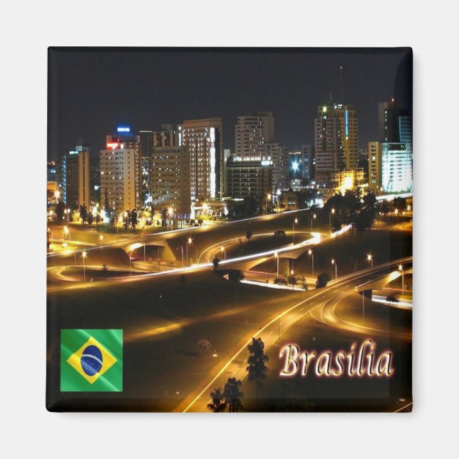 zBR048 BRASILIA By Night, Brazil, America, Fridge Magnet (Front)
