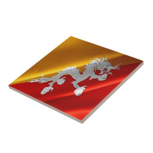 zBT002 Bhutanese waving FLAG Bhutan, Tile