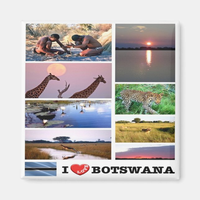 zBW003 BOTSWANA I LOVE, Mosaic, Africa, Fridge Magnet (Front)