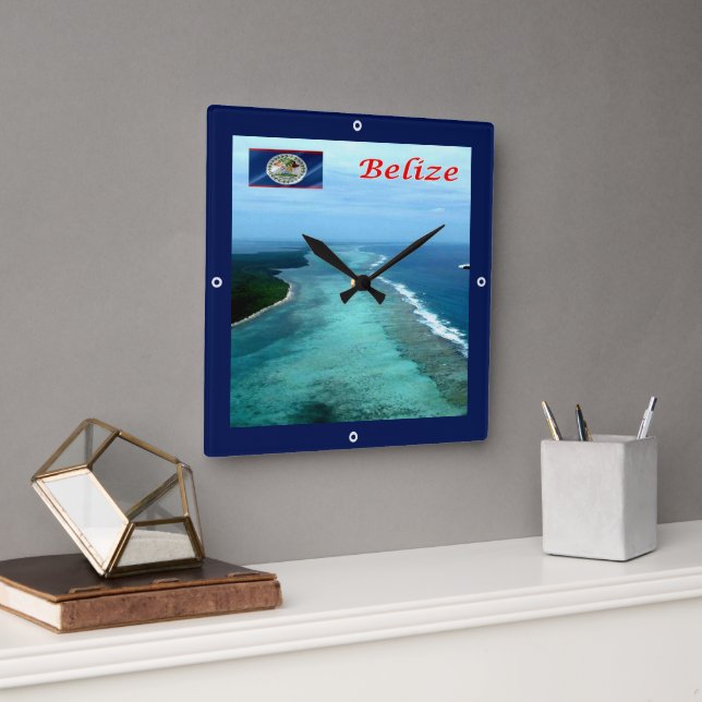 zBZ005 BELIZE Barrier Reef, America, Square Wall Clock (Office)
