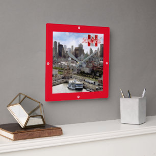 zCA024 MONTREAL Panorama, Canada, Square Wall Clock