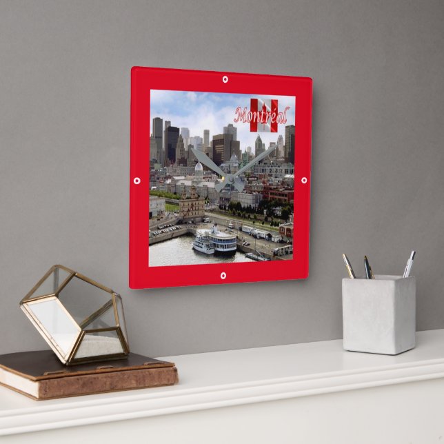 zCA024 MONTREAL Panorama, Canada, Square Wall Clock (Office)