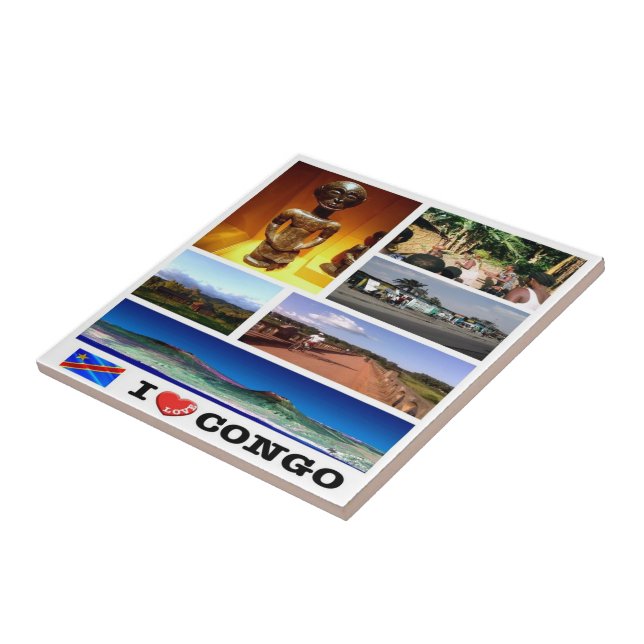 zCD003 CONGO I Love, Mosaic, Africa, Tile (Side)
