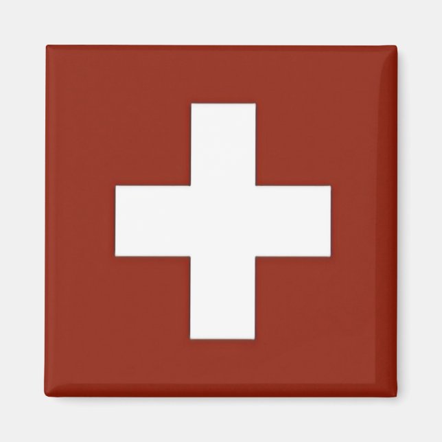 zCH001 SWISS FLAG Switzerland - Fridge Magnet (Front)