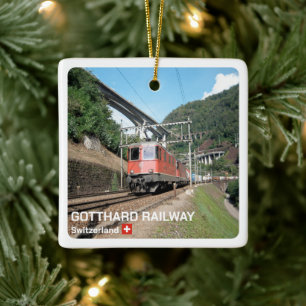 zCH019 THE GOTTHARD RAILWAY Swiss, Ceramic Ornament