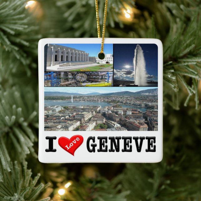 zCH032 GENÈVE I Love Switzerland, Ceramic Ornament (Tree)