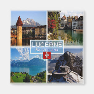 zCH044 LUCERNE Chapel Bridge Old Town Swiss Fridge Magnet