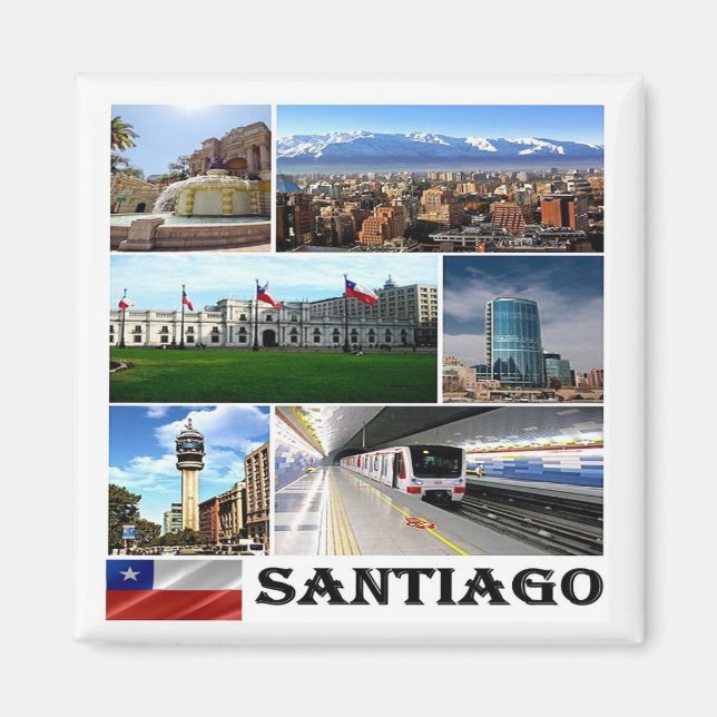 zCL021 SANTIAGO, Mosaic, Chile, America, Fridge Ma Magnet (Front)