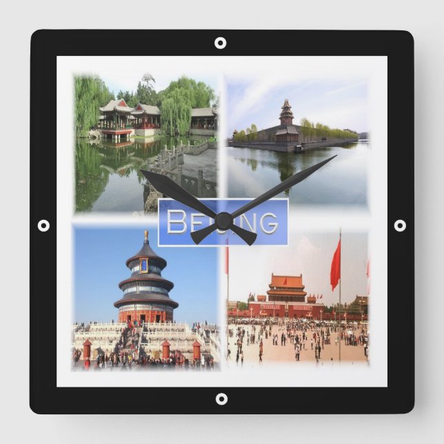 zCN008 BEIJING, China, Souvenir, Square Wall Clock (Front)